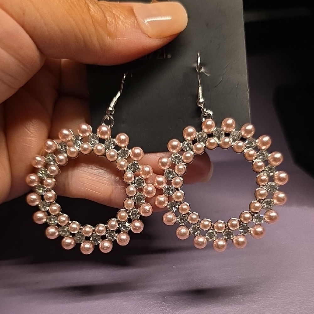 BUNDLE ANY 2, PAY ONE PRICE. Elegant Pink and Silver Hoop Earrings
